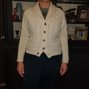 Gimbels Vintage Knitted Button Cardigan Fits Like Medium Cream Collard Cute Soft